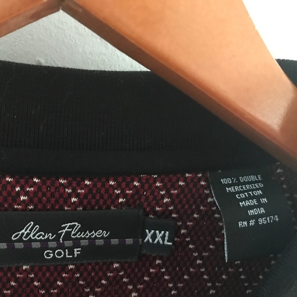 Alan Flusser Golf Men’s Polo Shirt Red Wine Black Cream Big and Tall Size 4X - Picture 3 of 5